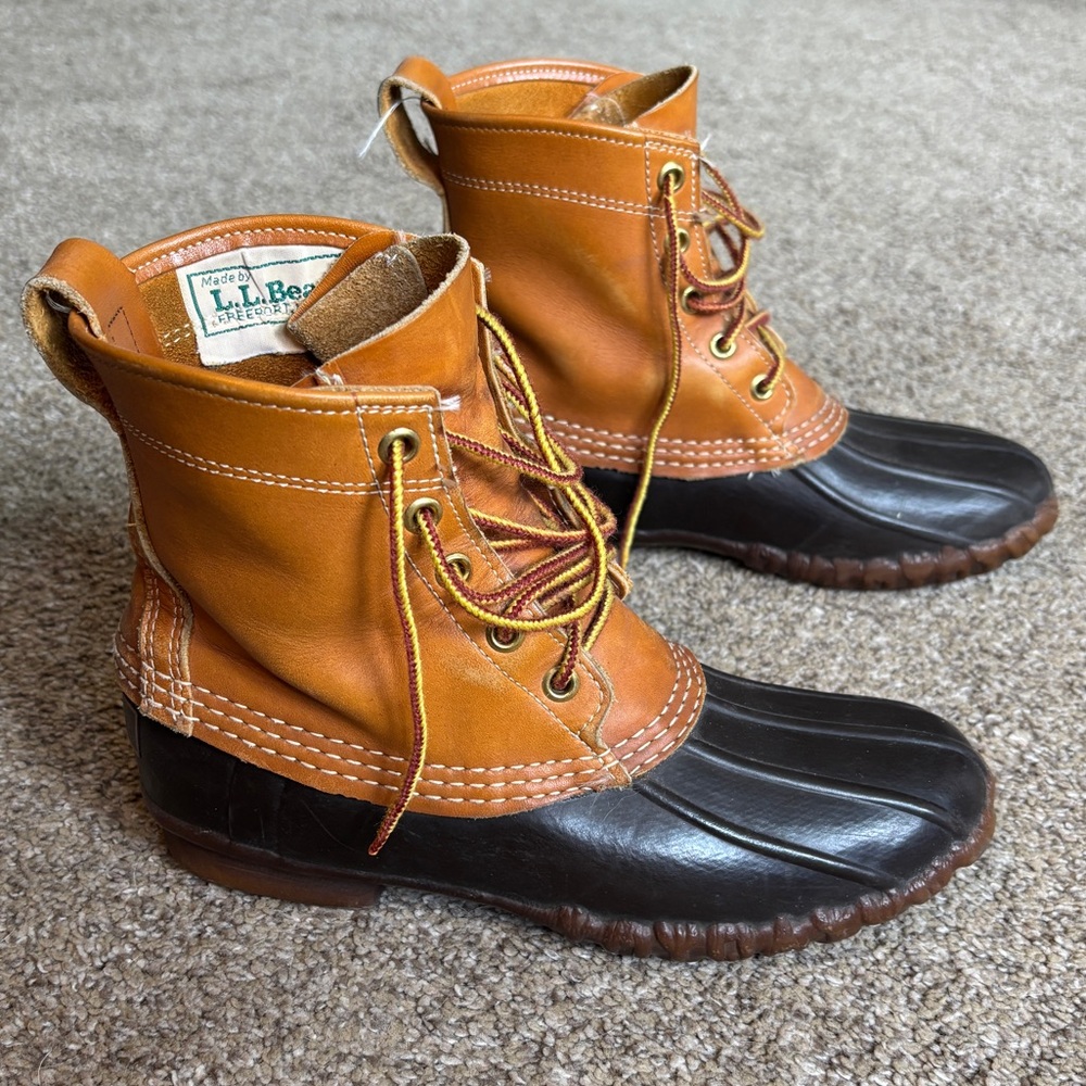 Vintage L.L. Bean Duck Boots in Tan and Brown